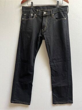 Levi's 514 Straight Fit Mens Black Jeans Contrast Stitch Size 34